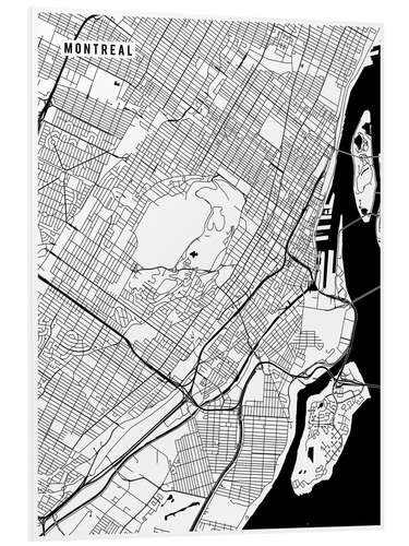 Foam board print Montreal Canada Map