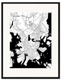 Impressão artística com moldura Helsinki Finland Map