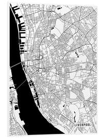 Foam board print Liverpool England Map