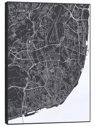 Canvastavla Map of Lisbon, Portugal