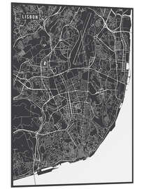 Foam board print Map of Lisbon, Portugal