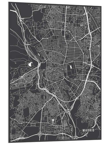 Print på skumplade Madrid map