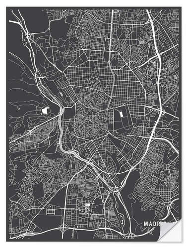 Vinilo para la pared Mapa de madrid con fondo negro