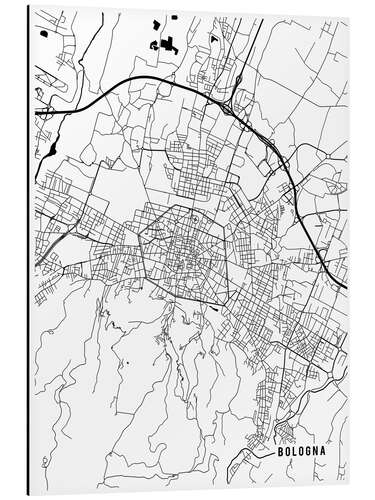 Aluminium print Bologna Italy Map