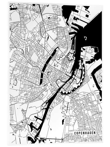 Cuadro de metacrilato Mapa de Copenhague Dinamarca