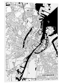 Foam board print Copenhagen Denmark Map