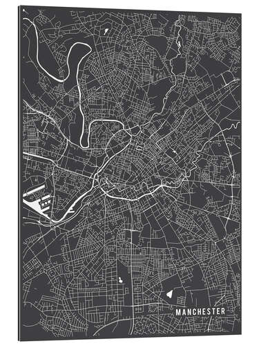 Quadro em plexi-alumínio Manchester England Map