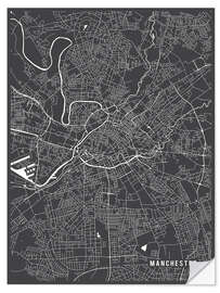 Selvklebende plakat Manchester England Map