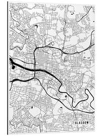 Aluminium print Glasgow Scotland Map