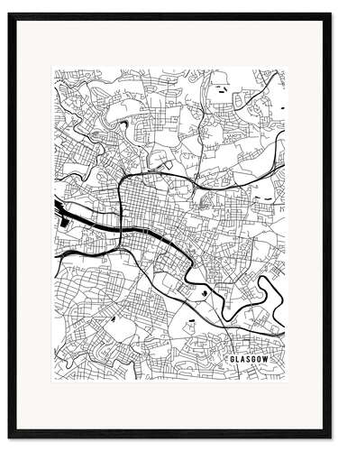 Gerahmter Kunstdruck Glasgow Schottland Karte