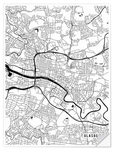 Naklejka na ścianę Glasgow Scotland Map