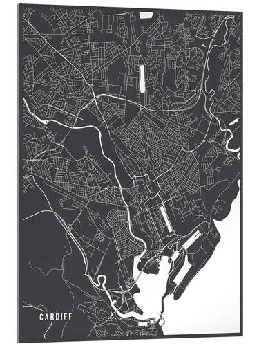 Acrylglas print Cardiff England Map