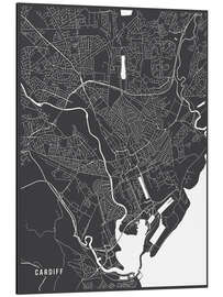 Aluminium print Cardiff England Map