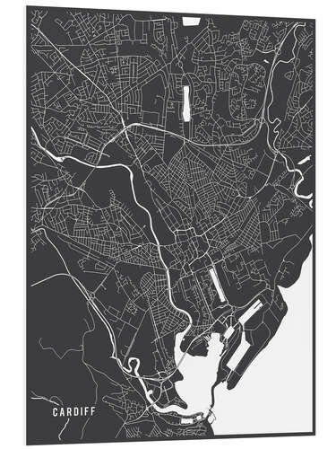 PVC-taulu Cardiff England Map