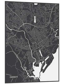 Foam board print Cardiff England Map