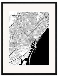 Gerahmter Kunstdruck Barcelona, Spanien Karte II