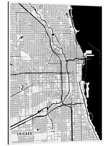 Aluminiumsbilde Chicago USA Map