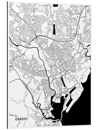 Tableau en aluminium Plan de Cardiff, Angleterre