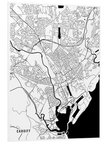 Foam board print Cardiff England Map