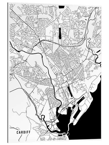 Quadro em plexi-alumínio Cardiff England Map