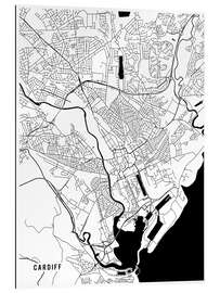 Tableau en plexi-alu Plan de Cardiff, Angleterre