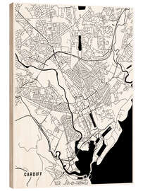 Tableau en bois Plan de Cardiff, Angleterre