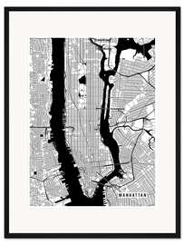 Gerahmter Kunstdruck New York USA Karte
