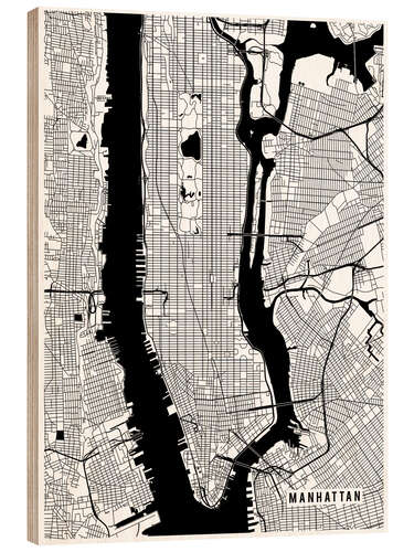 Wood print New York USA Map