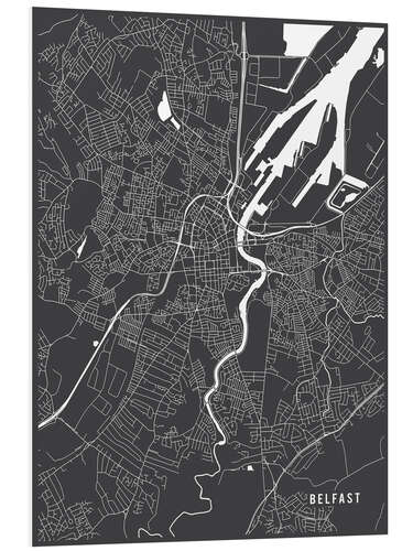 Foam board print Belfast England Map