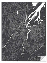 Självhäftande poster Belfast England Map