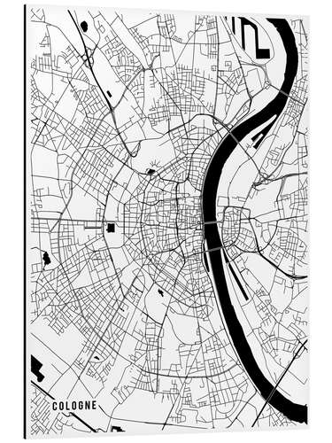 Aluminium print Cologne Germany Map