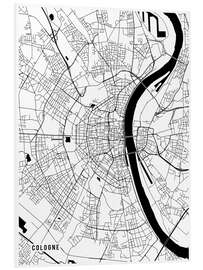 Foam board print Cologne Germany Map