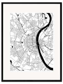 Impressão artística com moldura Cologne Germany Map