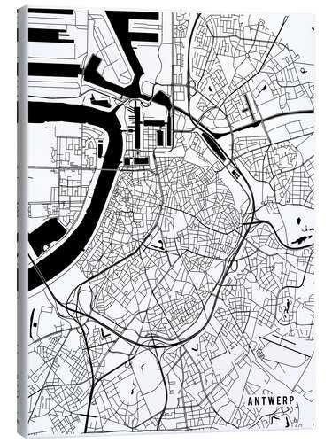 Canvas print Antwerp Belgium Map