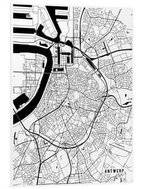 Foam board print Antwerp Belgium Map