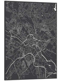 Aluminium print Leeds England Map