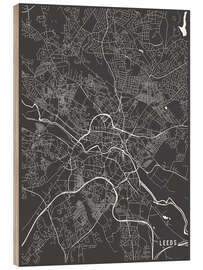 Wood print Leeds England Map