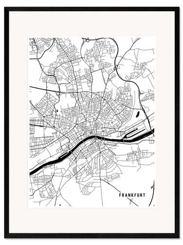 Innrammet kunsttrykk Frankfurt Germany Map