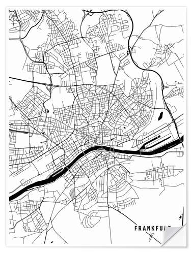 Selvklebende plakat Frankfurt Germany Map