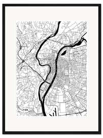 Gerahmter Kunstdruck Lyon Frankreich Karte