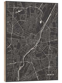 Wood print Munich Germany Map