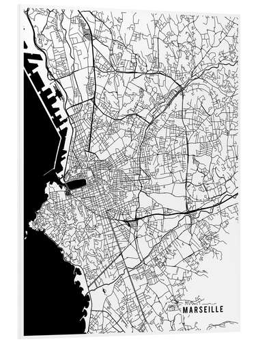 Foam board print Marseille France Map