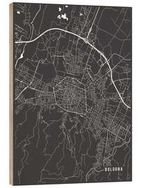 Wood print Bologna Italy Map