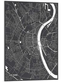 Akrylglastavla  Cologne Germany Map - Main Street Maps