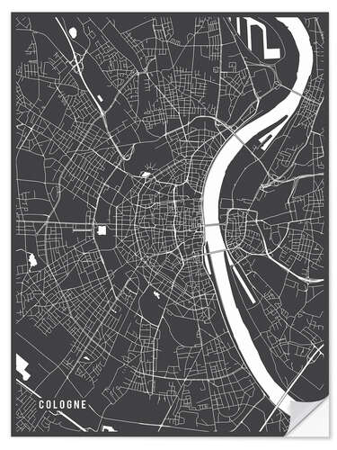 Naklejka na ścianę Cologne Germany Map