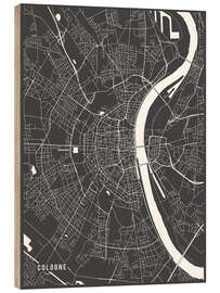 Hout print  Cologne Germany Map - Main Street Maps