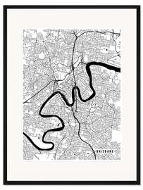 Gerahmter Kunstdruck Brisbane Australien Karte