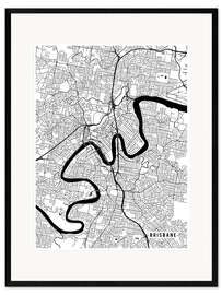 Inramat konsttryck Brisbane Australia Map