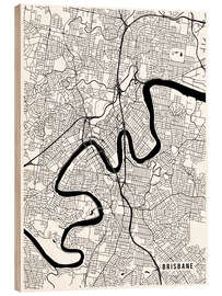 Wood print Brisbane Australia Map