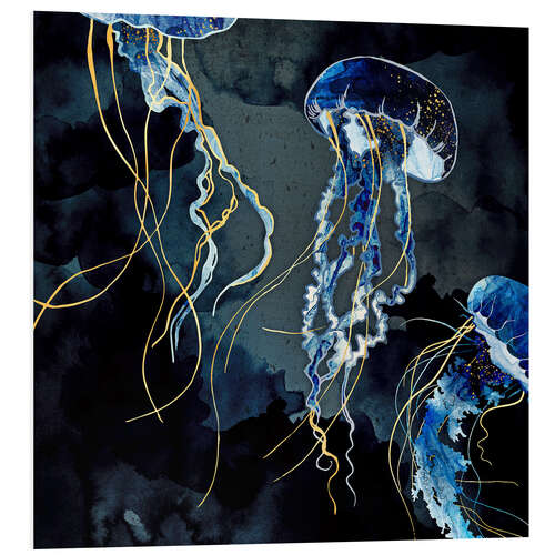 Foam board print Jellyfish, Metallic Ocean III